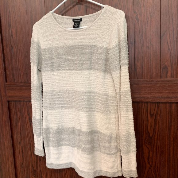 Calvin Klein Pullover Sweater Knit Tunic Ivory and Gray Long Sleeve Womens Large - Picture 7 of 8